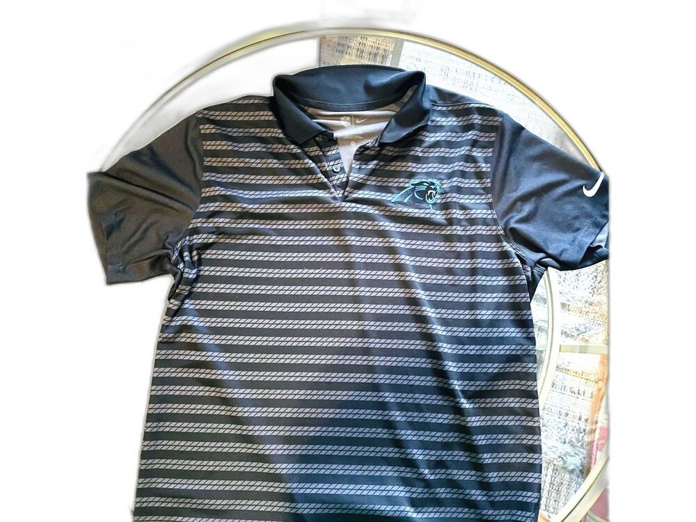 Nike NWOT Men’s XL Dri-Fit Polo Shirt Black Carolina Panthers NFL